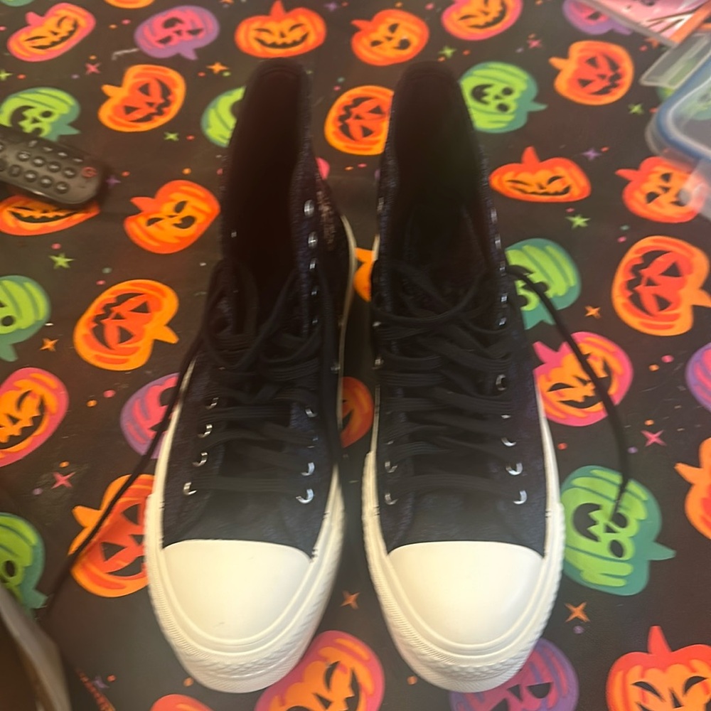 Converse Chuck Taylor All Star High Top Sneaker black floral lace over navy